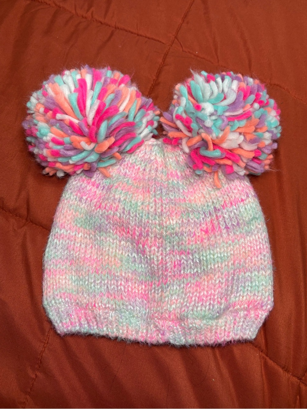 Cute colorful pompom hat! Fleece inside from Children’s Place